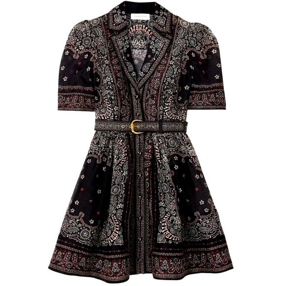 Zimmermann – *NWT* Matchmaker Bandana-Print Mini Dress – Black Bandana – Size 0P - Picture 2 of 9